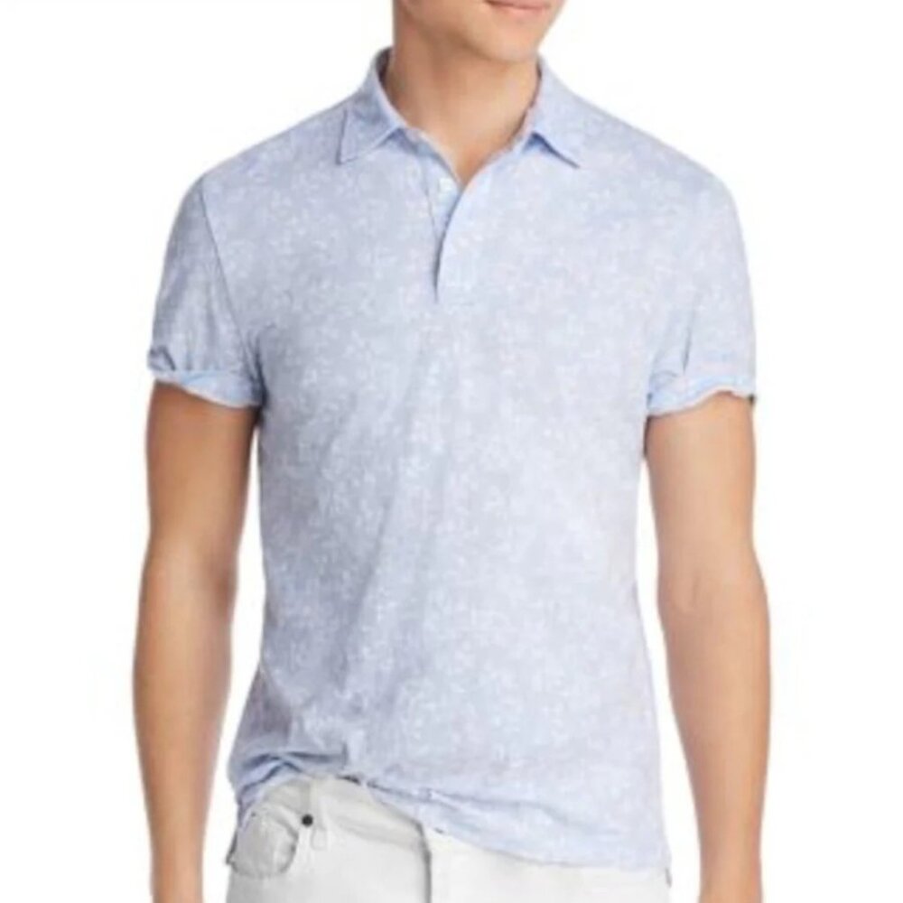 The Mens Store Light Blue Floral Print Short Sleeve Polo